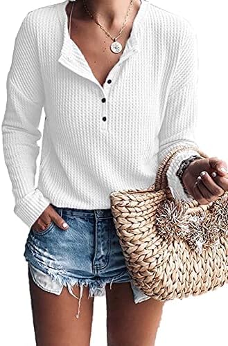 WNEEDU Women’s Waffle Knit Tunic Tops Loose Long
