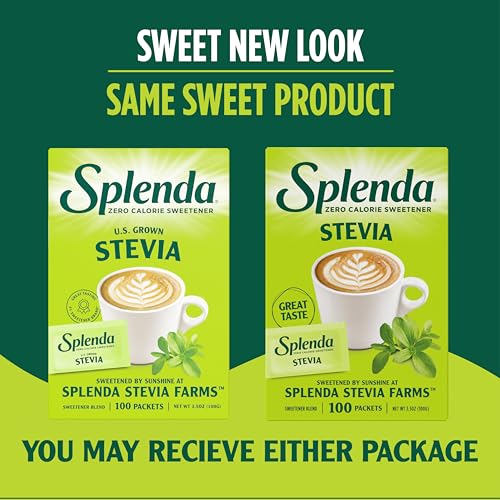 Image of SPLENDA Stevia Zero Calorie Sweetener, Sugar Substitute Packets, 100 Count (Pack of 2)