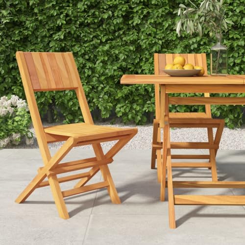 aphrophina Folding Patio Chairs 2 pcs Solid Wood Teak, Weather Resistant and Comfortable Design, Space Saving Foldable Feature, Natural Finish