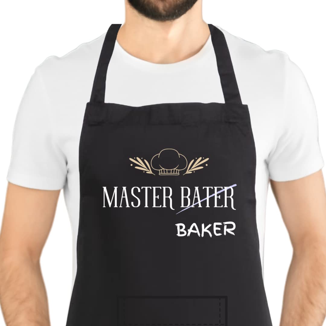 Second Ave Gift Company Men's Black Second Ave Funny Master Baker Apron Baking Bbq Grill Cooking Kitchen Apron