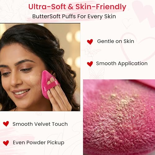 Image of TEMPERIA (6 Pcs) Powder & Makeup Puff for Women - Face Foundation Triangle Pizza Puff Blender Sponge Set - Smooth Coverage | Ultra Soft | Travel Friendly | Reusable (Random Colors) (FF207)