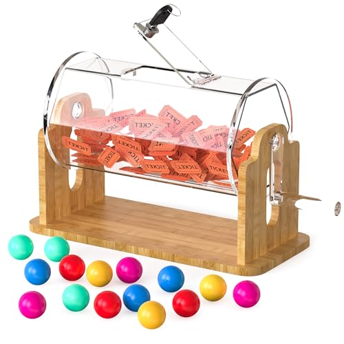 Orionstar Acrylic Raffle Drum with Bamboo Base Games & Events Pro Transparent Prize Spinner Holds 2000 Tickets