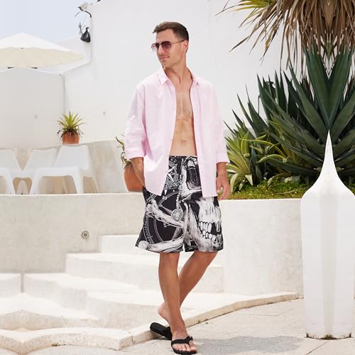 Mens Swim Trunks Quick Dry Board Shorts with Mesh Lining, Breathable Fit Print Beach Shorts Swimwear Bathing Suits3