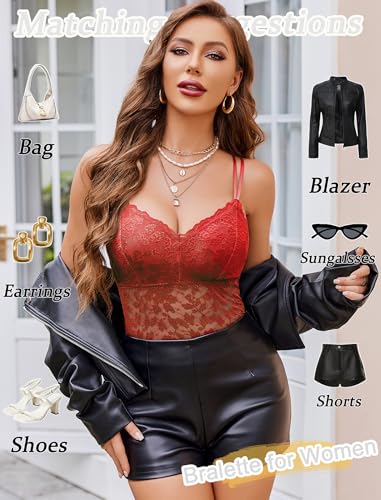 Image of Avidlove Lace Bralette for Women V Neck Camisole Lingerie Spaghetti Strap Tube Slim Tank Top