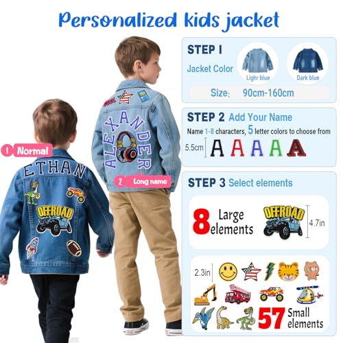 Personalized Kids' Denim Jacket, Unique Custom Name Jacket for Children Ages 1-14, Gift Idea for Birthday, Christmas, Easter3