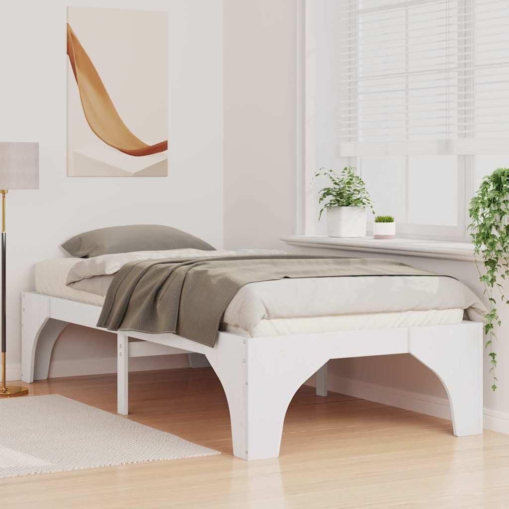 Marco de Cama de Madera Maciza de Pino Estructura Baja Moderna para Dormitorio Minimalista y Multifuncional con Ensamblaje Sencillo y Diseño Eficiente en Espacio para Adultos