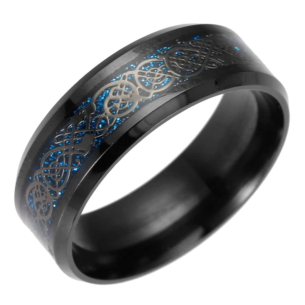 HIJONES Unisex Carbide Fiber Celtic Dragon Spinner Ring Wedding Spins Band