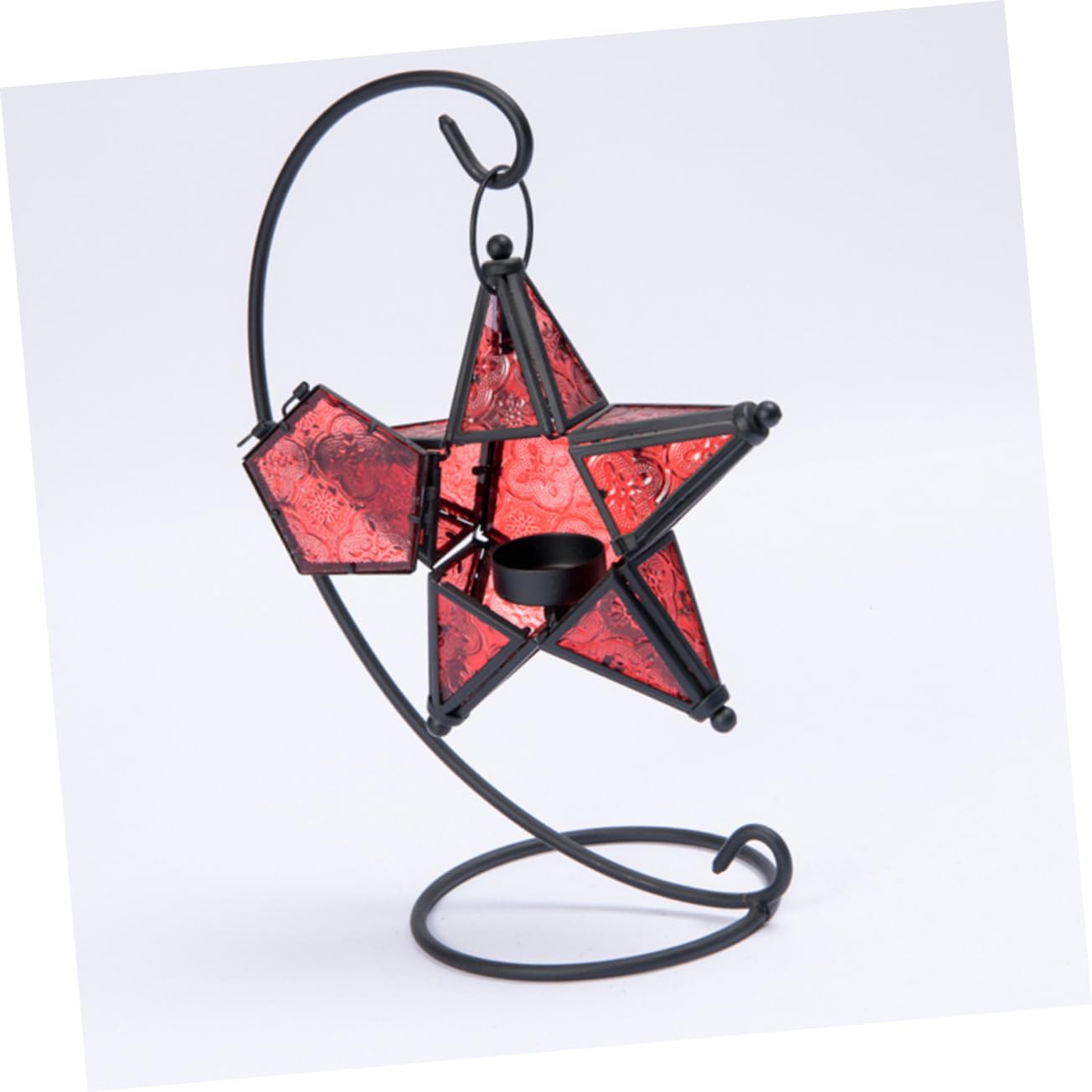 アイアン赤いガラスのキャンドルスタンド