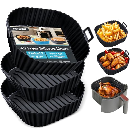 Komzon 9Inch Air Fryer Silicone Liners 3 PCS