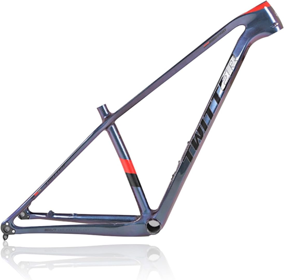 Mountain Bike Boost Frame 12 * 148mm Thru-Axle 29er XC Hardtail Cyclocross Bikes Frame 15/17/19in Carbon Fibre Disc Brake Frame BB92*41mm Press-in Bottom Bracket(Red,29 * 19")