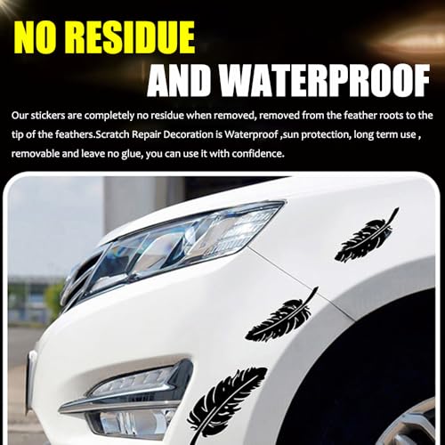 Image of Ouliget Car Stickers Feathers Cover Scratches,Scratch Repair Decoration Vinyl Decals,Car Decoration Mirror Sticker Laptop Wall Decal,Black