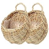 SAFIGLE 2 Uds Cesta Colgante Tejida De Mimbre Maceta Colgante De Pared Decorativa Cesta De Mimbre Cesta De Flores De Mimbre Colgante Hecha A Mano para La Decoración De La Boda del Jardín