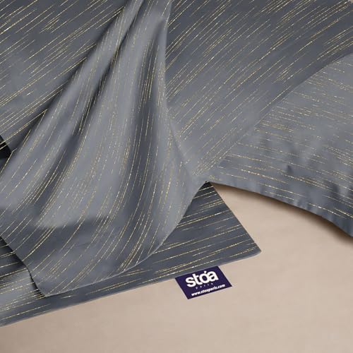 Image of Stoa Paris 350TC Luxstre Cotton Super King Printed Bedding Set for King & Double Size Beds with 2 Pillow Covers, 274 x 274cm Bedsheet, All-Season Comfort, Breathable, Home Decor, Panache 2.0 - Grey
