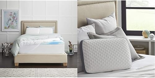 SealyChill - Cubrecolchón de espuma viscoelástica de gel comodidad tamaño King almohada de espuma viscoelástica blanca y moldeada 16 x 24 x 575