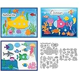 DELORIGIN Submarine Cutting Dies for Card Making, Frame Dies Carbon Steel Cut Die Border Stencils Scrapbooking Embossing Template for DIY Paper Craft Photo Album Card Diary Journals Decoration