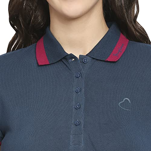 Image of Being Human Pink Semi Fit Polo Collar Short Sleeves Cotton Women's T-Shirt Clothing