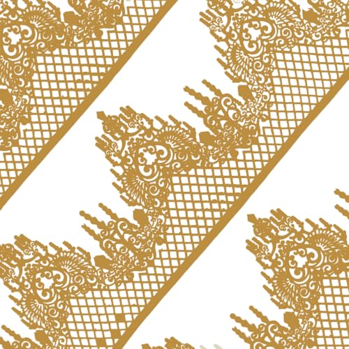 Lot de 10 grands gâteaux comestibles pré-fabriqués prêts à l'emploi en dentelle et diamants festonnés Doré 30,5 cm