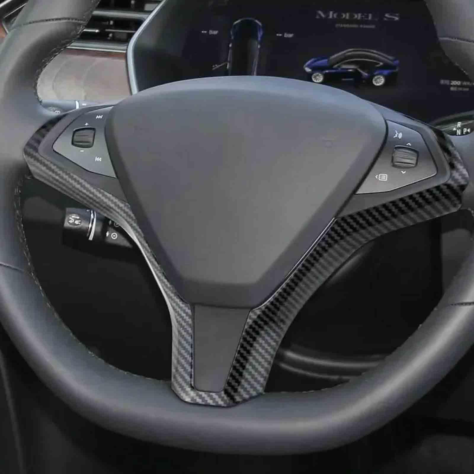 Naklejkadla kierownicę, osłona panelu kierownicy, pokrowiec dekoracyjny z włókna węglowego, akcesoria samochodowedla modelu Tesla S, modelu X 2016-2022