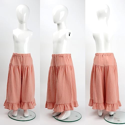 Image of HOOLCHEAN Baby and Little Girls Soft Cotton Gauze Wide Leg Ruffled Pants