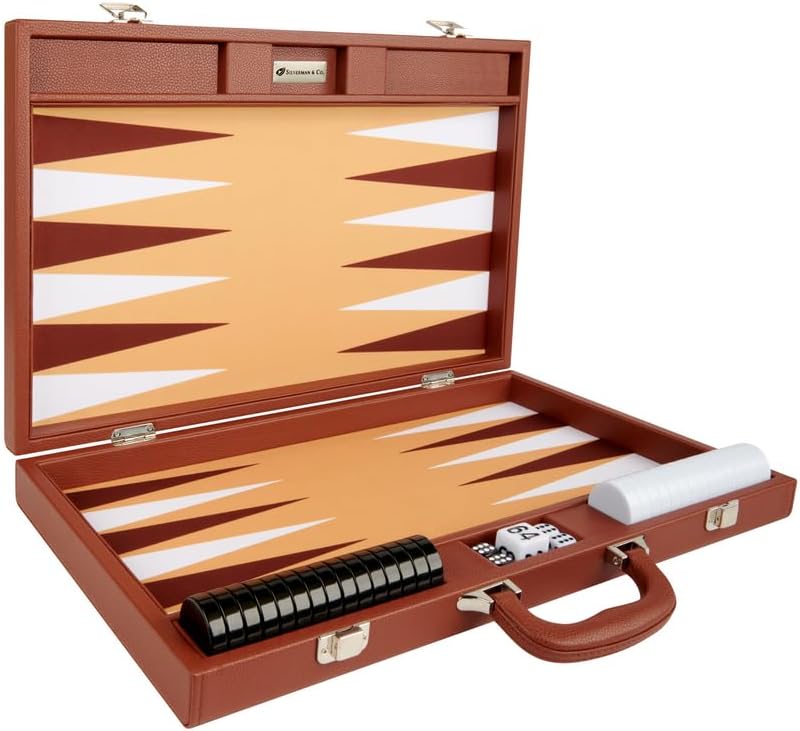 Silverman & Co. 19-inch Premium Backgammon Set - Desert Brown Board