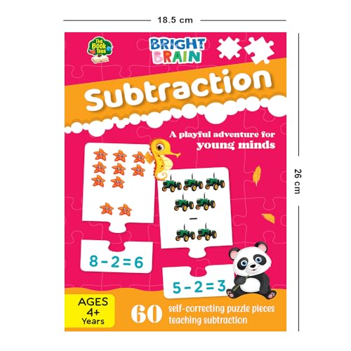 Image of Bright Brain Subtraction Puzzle for Kids - 60 Self-Correcting Pieces | Math Learning Game for Preschoolers | Educational Toy for Early Math Skills | Ages 4+ by Majestic Book Club
