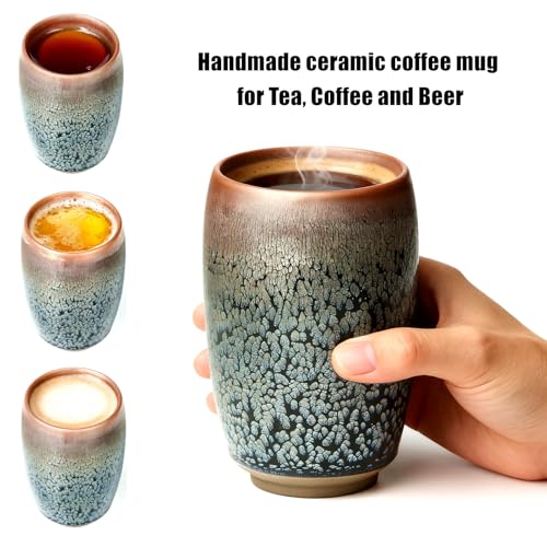Taza de porcelana cilíndrica sin asa, 12 oz, flores glaze miniatura 2