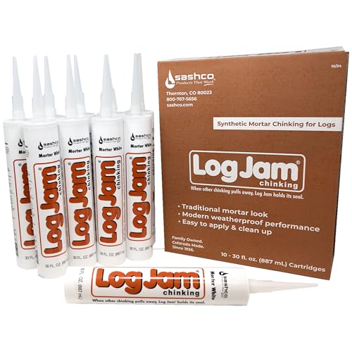 Sashco Log Jam Acrylic Latex Chinking Caulk, 30 oz Cartucho, Blanco Mortero (Pack de 10) miniatura 2