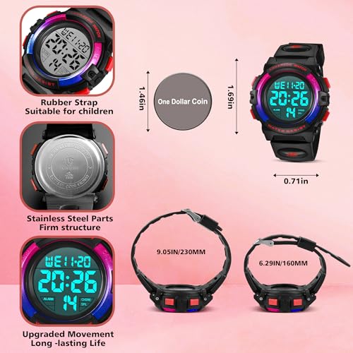 Image of Kids Watch,Boys Watch for 3-15 Year Old Boys,Digital Sport Outdoor Multifunctional Chronograph LED 50 M Waterproof Alarm Calendar Analog Watch for Children with Silicone Band,Kids Gift