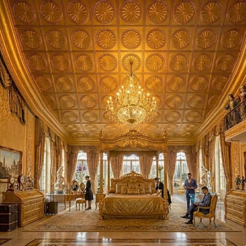 Image of Kayra Decor PVC Ceiling Panel 60x60 cm |Sunburst Panel|Champagne Gold|50 Tiles Cover 200 Sq Ft| Modern False Ceiling|Royal & Elegant Finish