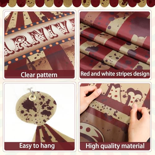 Image of Fanfanwin 4 Pcs Circus Tent Decorations Carnival Halloween Party, Creepy