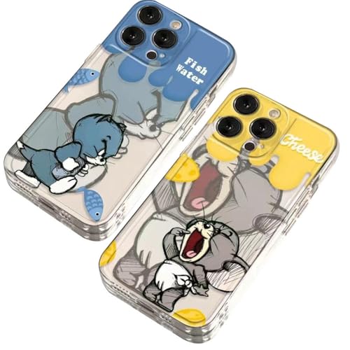 LUCKCOF ケース For iPhone 13 mini 可愛い トムとジェリー アヒル 漫画 人気 クリア 動物柄 TPUカバー 衝撃吸収 落下防止 アイフォン 13 mini 專用スマホ ケース カバー 薄型 黄ばみにくい 特製スマホケース レンズ