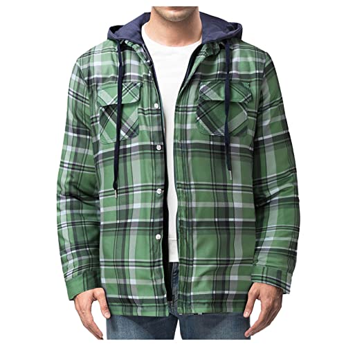 Chaqueta Cuadros Hombre con Capucha Camisa a Cuadros Casual con Cremallera de Corte Regular Camisa de leñador Camisa de Cuadros Camisa Cover