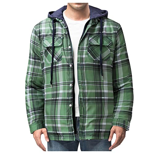 Chaqueta Cuadros Hombre Con Capucha Camisa a Cuadros Casual con Cremallera de Corte Regular Camisa de leñador Camisa de Cuadros Camisa