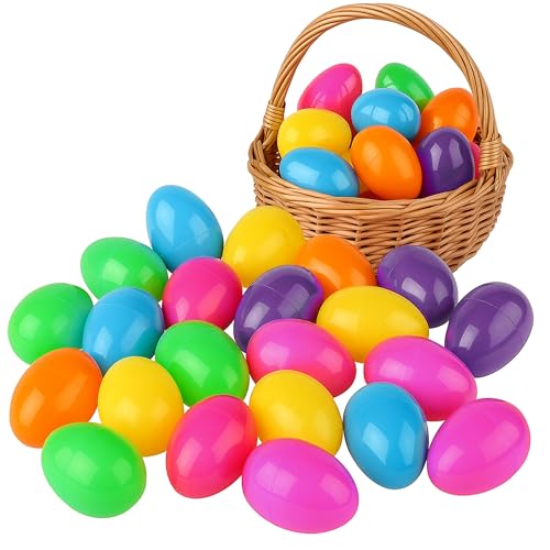 Coynurex 54PCS Fillable Easter Eggs – 2.17'' Plastic Hinged Eggs in 6 Colors – Bulk Eggs for Hunt, Party, Basket Fillers