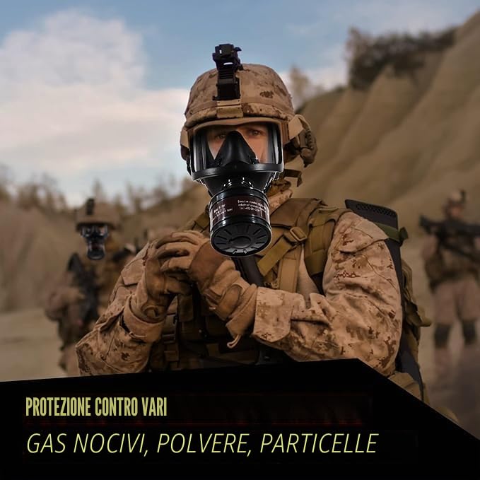 Maschera antigas, utilizzata per la sopravvivenza alle armi nucleari e chimiche, respiratore tattico militare, maschera integrale con filtro al carbone attivo da 40mm