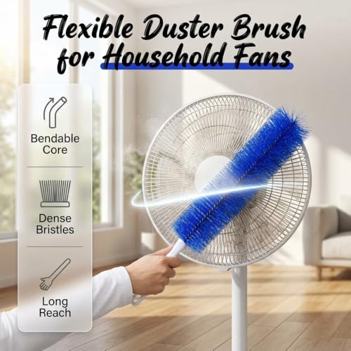 Image of Bendable Microfiber Head, Fan Cleaner Brush, Reusable Fan Brush Cobweb Duster Microfiber Duster Ideal for Ceiling Duster, Household Duster Curtains,Fan Cleaner for Box Fan (Gray-3Pcs)