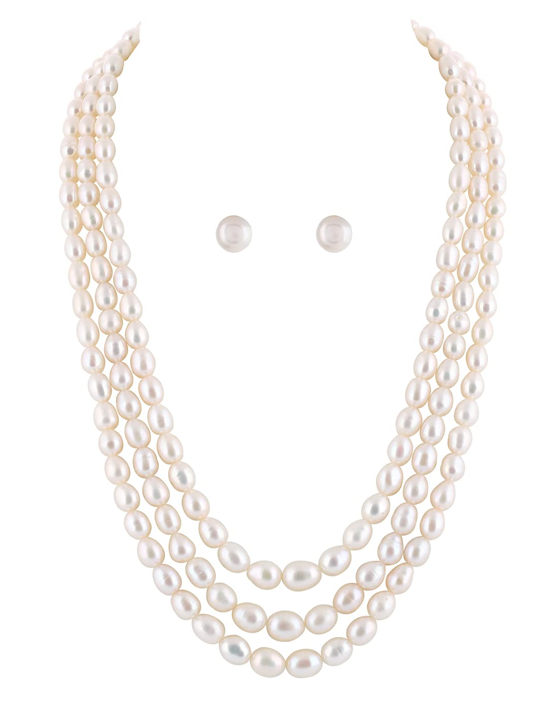 Natural Fresh Water Hyderabadi Oval Shaped 4 To 9 MM Size Pearl Graduation Necklace Chain With Certificate from Hyderabad for Women Girls-image-18