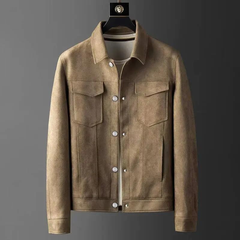 DUHGBNE Jacke Winter Herren Warm Herbst Mantel 2025 Frühlings Herbst Einfarbig Slim Fit Flip Kragen Freizeit Business Leichter Luxus High End Herrenmantel Wintermantel Wasserdicht Herren