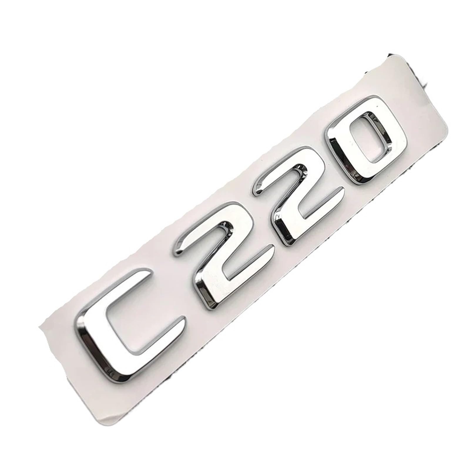 OVARIA ABS Black Chrome 3d Letters For Car Trunk Badge Fit For Mercedes Benz C200 C320 C220 W204 W205 W206 Letters Emblem Sticker Accessories(C 220 Chrome Silver)