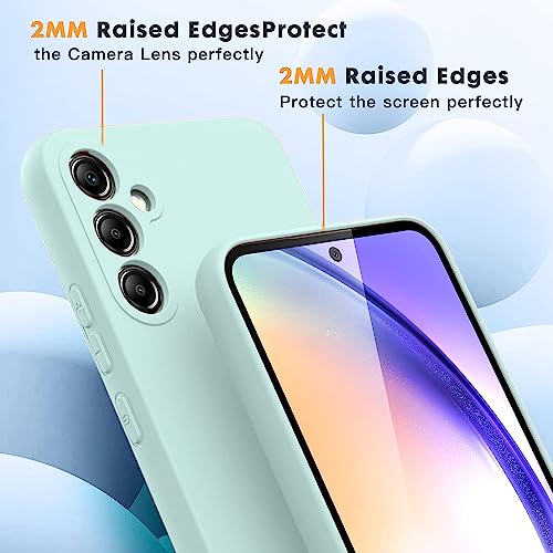 Image of DIZORO Microfiber Candy Case Compatible for Samsung A14 5G Smooth Touch Cushion Liquid Soft Silicone Gel Rubber Phone Cases Non-Slip Full Body Protective Shockproof Back Cover (Mint Green)