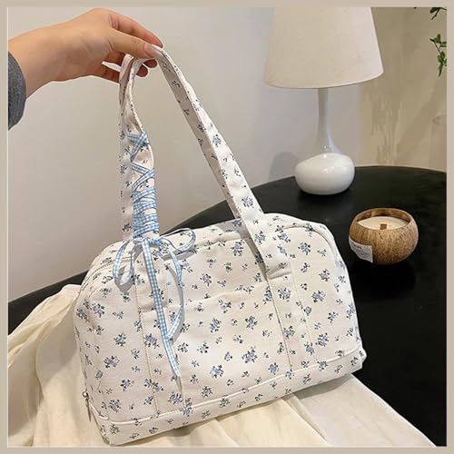 Sac fourre-tout à fleurs avec nœud aux finitions douces et raffinées - 2