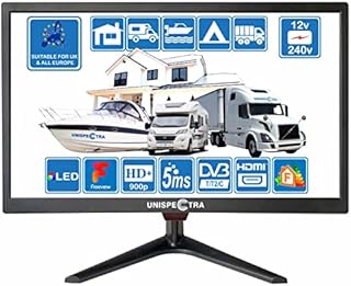 Unispectra 19" Inch TV 12V / 240V HD+ LED Digital DVB-T/T2 (Freeview) TV HDMI, USB PVR & Media Player, HDMI & VGA PC Monitor. Ideal for Home, MotorHome, Boat Caravan, Camping, Truck (TV)
