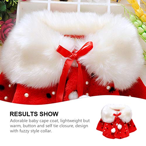 Amosfun Vermelho Moda Outono Inverno Peludo Colarinho Pára-Brisa de Algodão Casaco de Capa de Bebê M