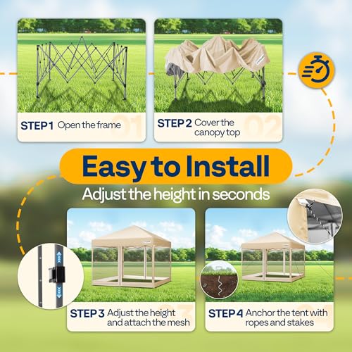 Image of VIVOHOME 8x8ft Outdoor Screen Tent with Mosquito Netting