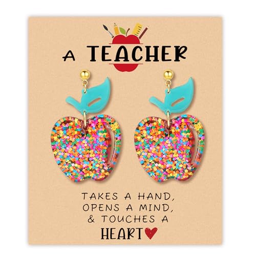 Trinckle Teacher Earrings for Women as Back to School Gifts Teacher Apple Earrings Jewelry as Teachers Appreciation Thank You Gifts Apple Gift as First Day of School Birthday Teachers Gift