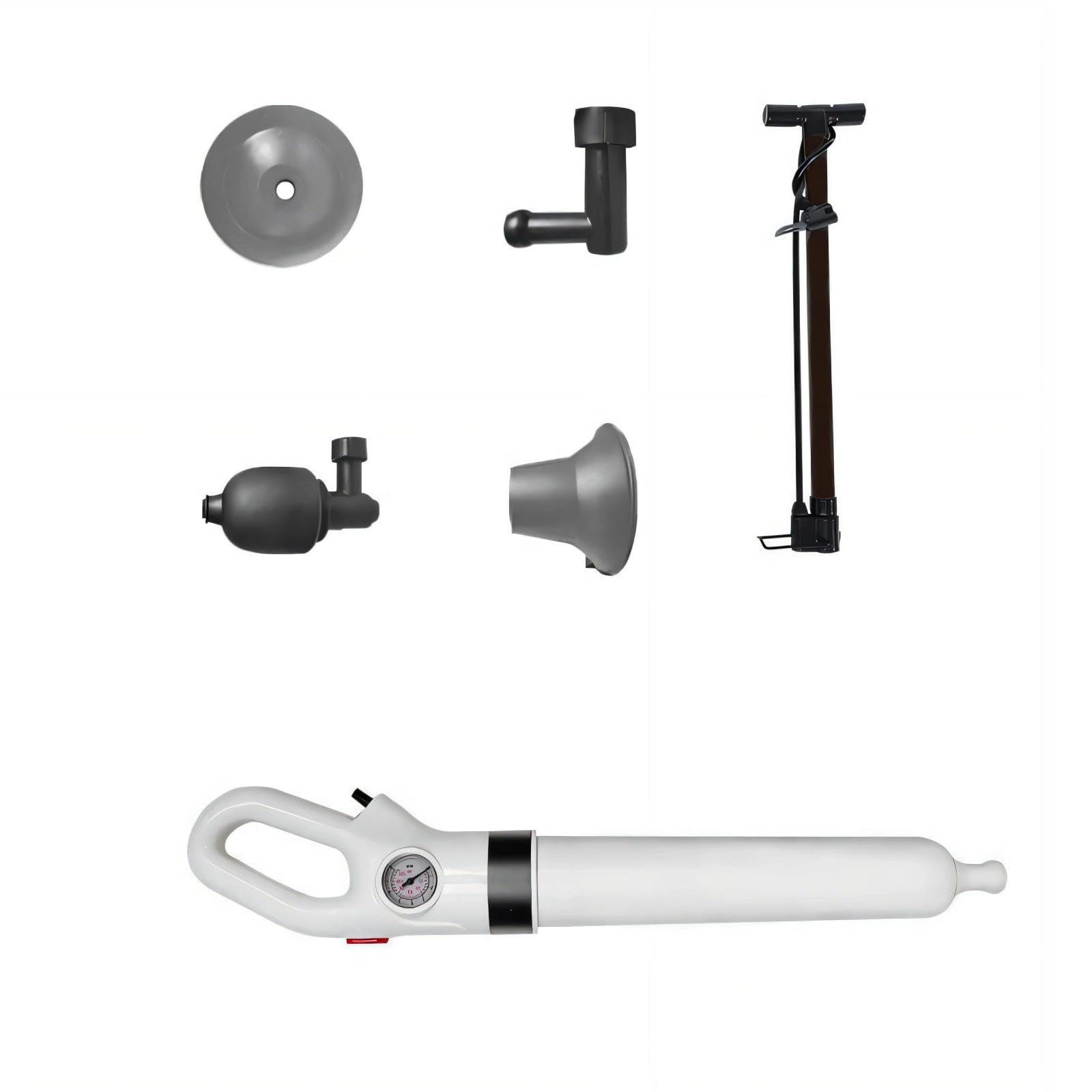 Kalttoy Toilet Plunger Toilet Drain Cleaner High Pressure Air Plunger with 3 Nozzles for Sink Bathtub Pipe Clogs High Pressure Pipe Unclogging Tool