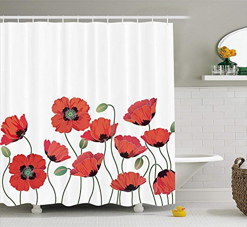 Flowers Poppy Shower Curtain Der Beste Preis Amazon In Savemoney Es