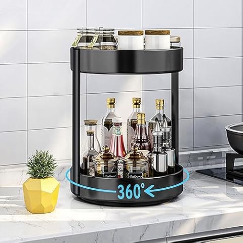 devesanter 2 Tier Lazy Susan Spice Rack Cover