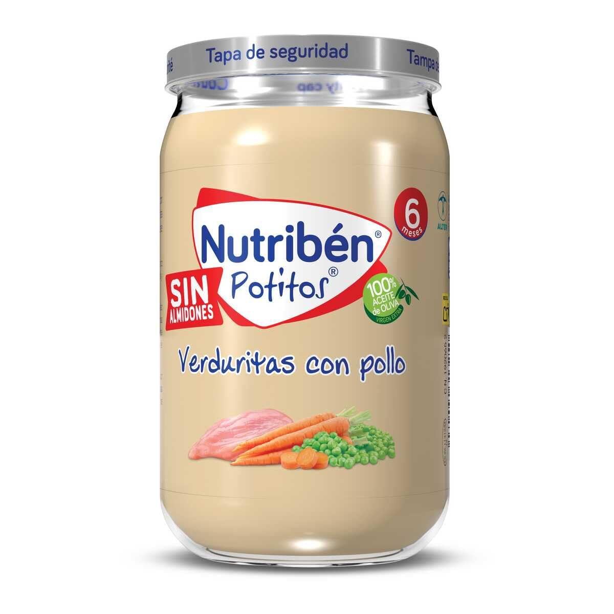 Nutribén Potitos De Pollo, Guisantes Y Zanahoria Sin Gluten, 235g
