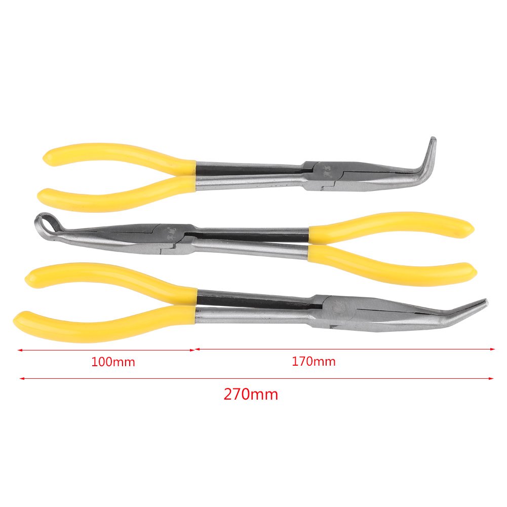 Fdit - Set di 3 pinze a becco extra lungo, 45/90 gradi, piegate a forma di O, set di 3 pezzi